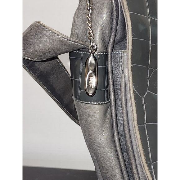VTG 1980s Maud Frizon Gray Stamped Leather Crossbody Bag Made in Italy Grey RARE - Picture 2 of 13